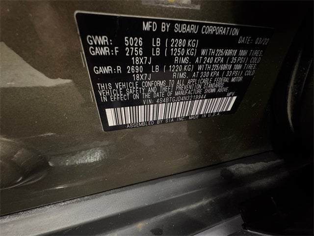 2022 Subaru Outback Onyx Edition XT