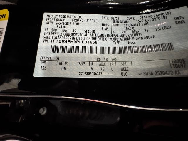 2023 Ford Ranger Lariat 2.3 Liter EcoBoost Turbocharged Crew Cab 4WD