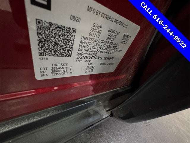 2020 Chevrolet Traverse LT 3.6 Liter V6 AWD 3rd Row Seating