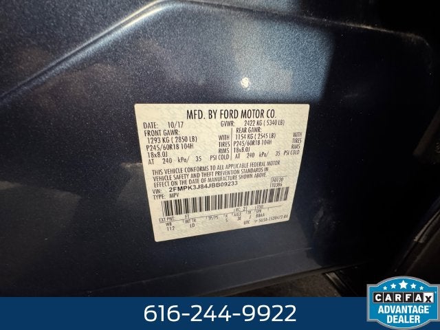 2018 Ford Edge SEL 3.5 Liter V6 FWD Leather Seating