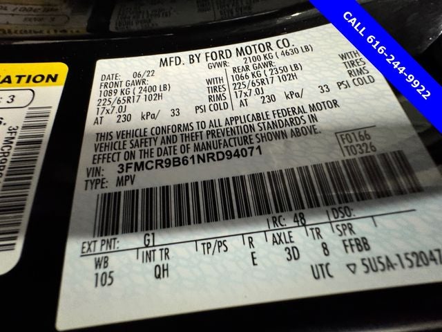 2022 Ford Bronco Sport Big Bend 1.5 Liter EcoBoost 4WD