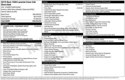 2019 RAM 1500 Laramie Crew Cab 4x4 5'7' Box