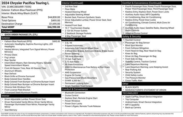 2024 Chrysler Pacifica Touring L AWD