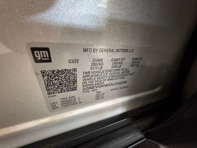 2022 Chevrolet Traverse LT 3.6 Liter V6 AWD 3rd Row Seating