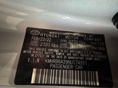 2022 Hyundai Venue SE 1.6 Liter I4 FWD